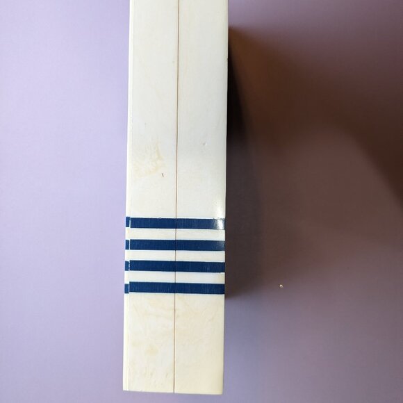 C Wonder Trinket / Jewelry Box, Inlay beige & blue stripe design, 9 x 6  x 2" - Picture 9 of 17